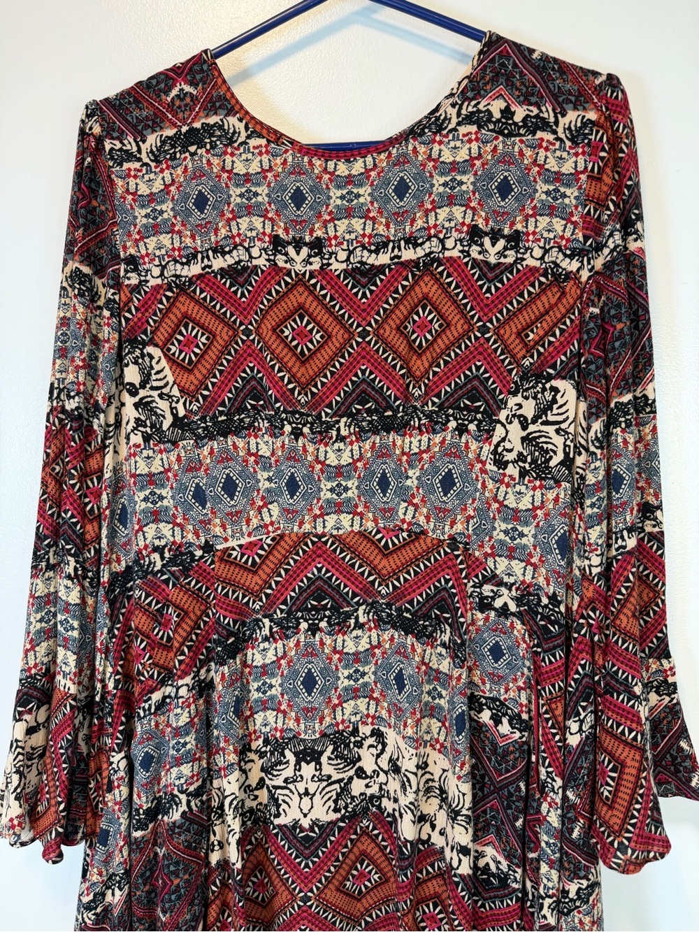 Altar’d State Multicolor Geometric Long Sleeve Dress Bohemian Midi Size Medium - Picture 3 of 9